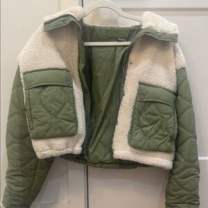 Blank NYC Olive and Cream Quilted Jacket